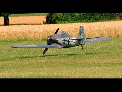 GIANT SCALE RC FOCKE WULF FW 190 MOKI 250 cc - FORCED LANDING WILLIS WARBIRDS FIGHTER MEET - 2015