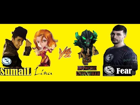 Sumail Lina vs Fear Outworld Devourer - solo RMM - avg 7.5k mmr game - dota2 7.04