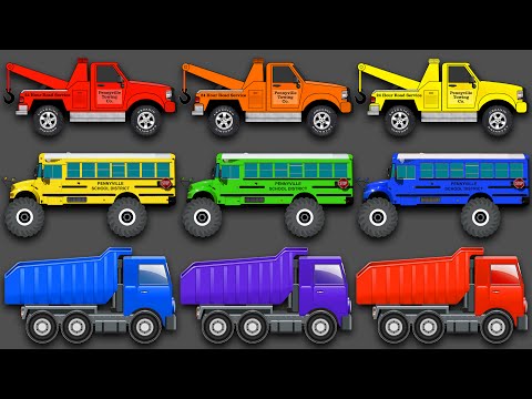 Mixing Colors Street Vehicles, Construction Equipment & Monster Trucks - Learn Colours for Children Video