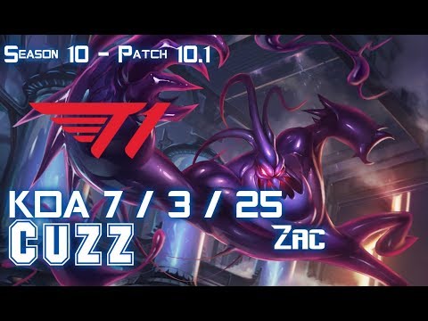 T1 Cuzz ZAC vs LEE SIN Jungle - Patch 10.1 KR Ranked