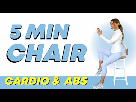 5 Min Chair Workout -  9 Chair Exercises  | Seated Cardio and Seated Abs | Limited Mobility Workout