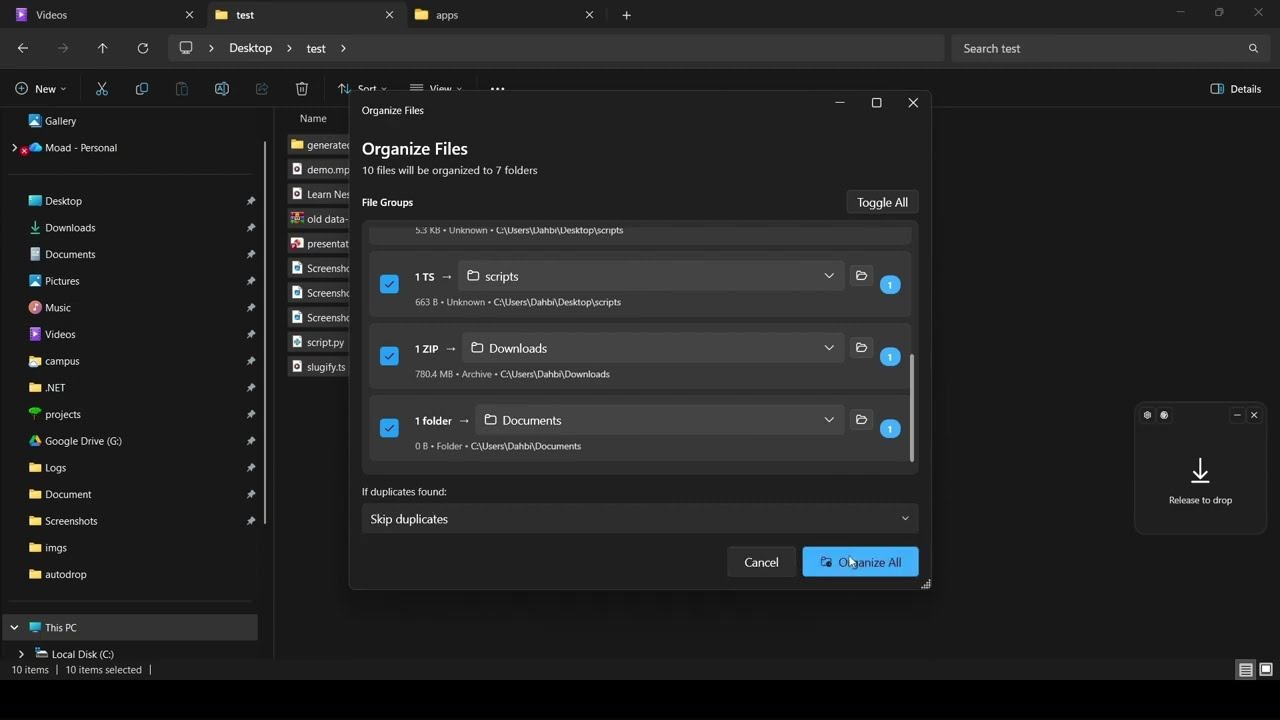 AutoDrop full demo — AI-powered file organization solving the Downloads folder chaos