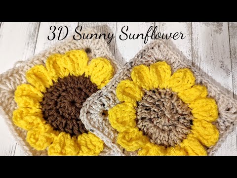 3D Sunflower Granny Square | Granny Square | Granny Square Crochet | Craft