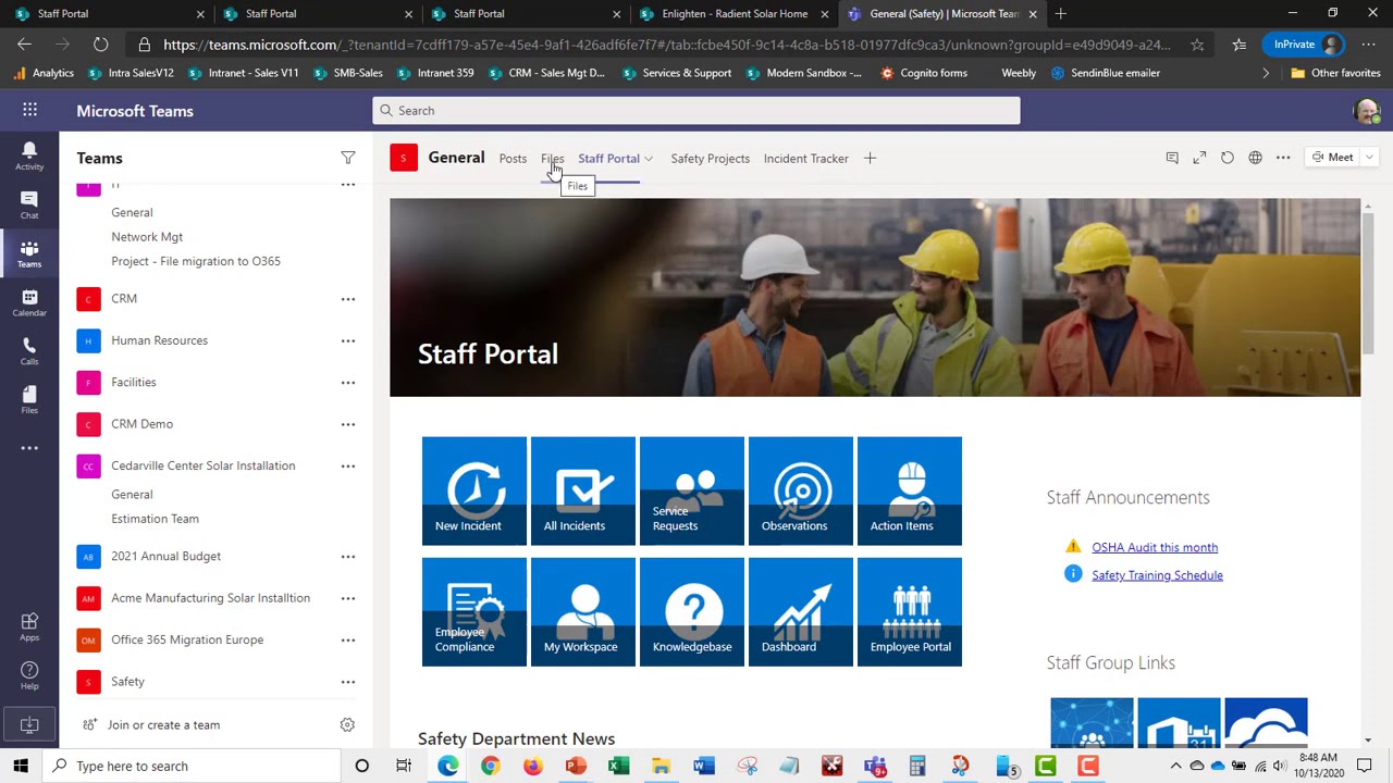 Safety EHS Application on Sharepoint Microsoft Teams and Office 365