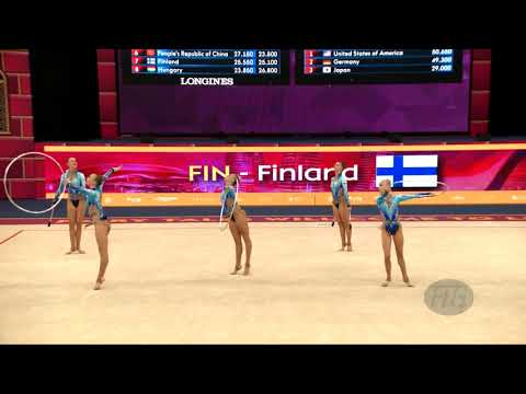 Finland (FIN) - 2019 Rhythmic Worlds, Baku (AZE) - Qualifications 3 Hoops + 2 Pairs Of Clubs