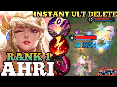 AHRI INSTANT ULT DELETE COMBO! BRUTAL ONE SHOT MVP BUILD - TOP 1 GLOBAL AHRI BY 温简言 - WILD RIFT