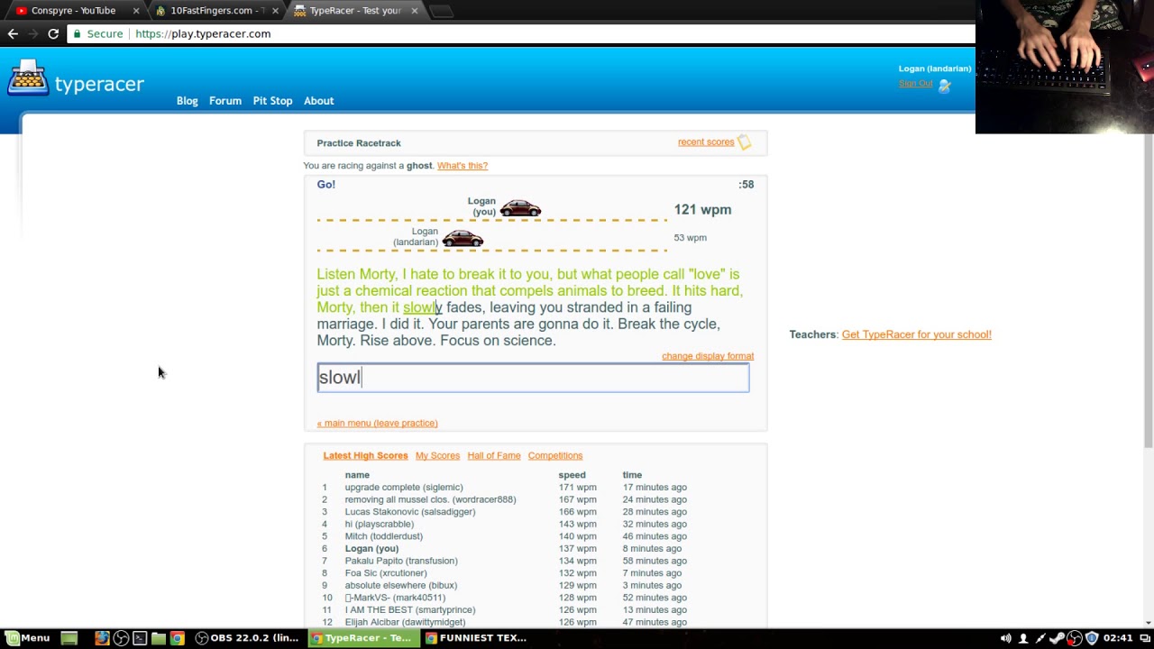 121 WPM Rick and Morty Quote | Typeracer