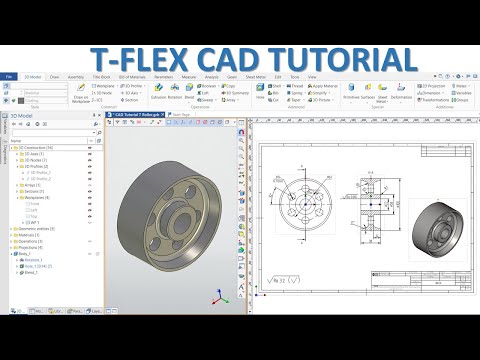 T-FLEX CAD Tutorial #7 | 3D Model Design & Technical 2D Drawing form 3D