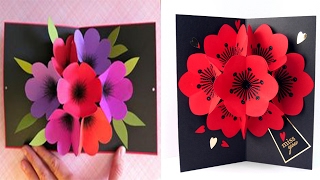How to Make A Bouquet Flower Pop-up Card | DIY 3D flower POP UP | valentines Day 2018