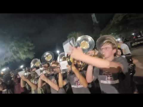Marching Mustangz Perform Hey Baby at Savanah Bananas Plaza Party!