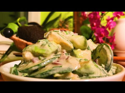 Chives Avocado Cucumber Salad with Sweet Sour Cashew Dressing ~ Take 3