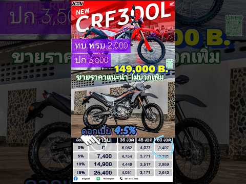 Down payment schedule #CRF300L #0 baht down payment Shop location @Sakon Nakhon