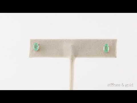 6x4MM Mint Green Emerald Solid 14 Karat Gold Stud Earrings |SG000953