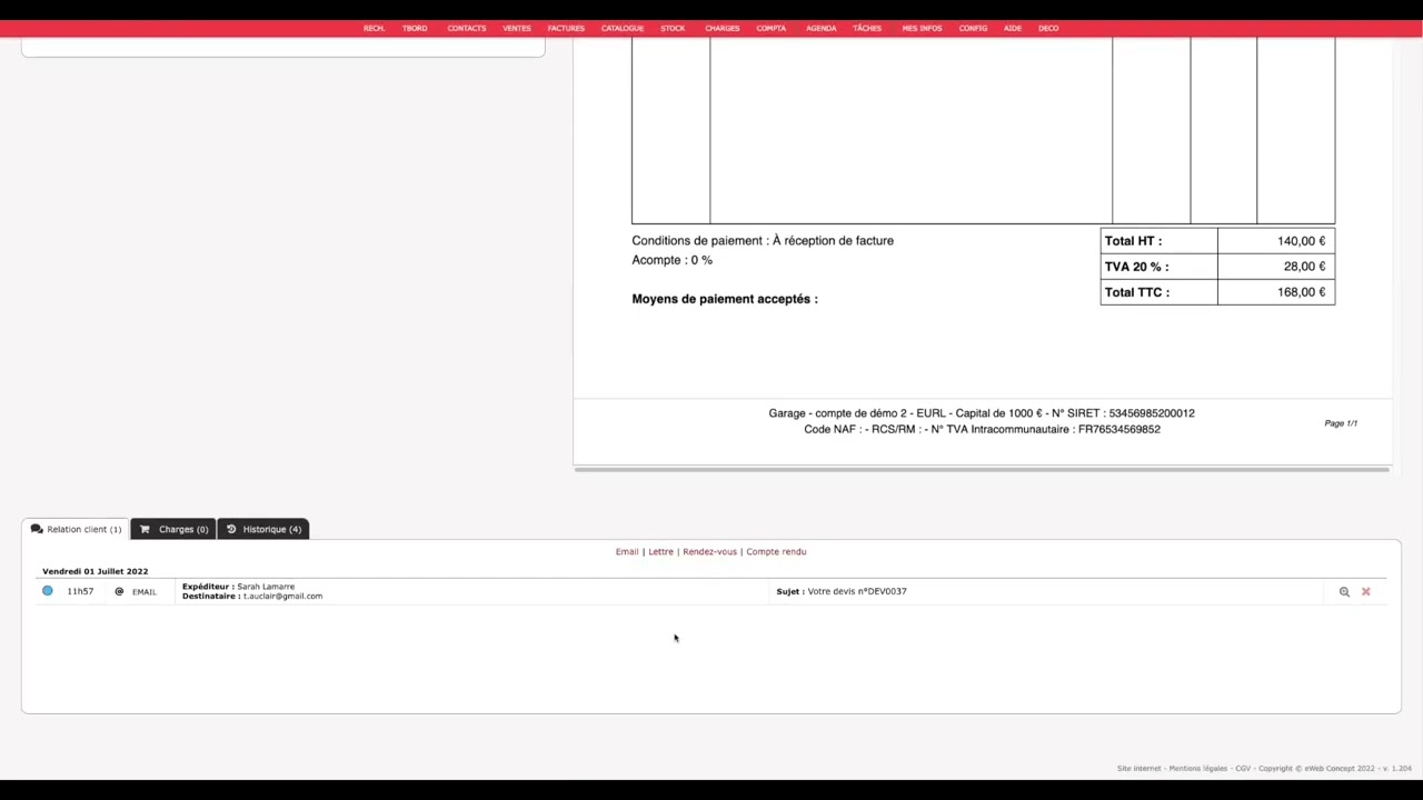 Watch video Comment faire vos devis, facture pour votre garage, centre auto, mécanique, réparation, carrosserie. Comment faire vos devis, facture pour votre garage, centre auto, mécanique, réparation, carrosserie.