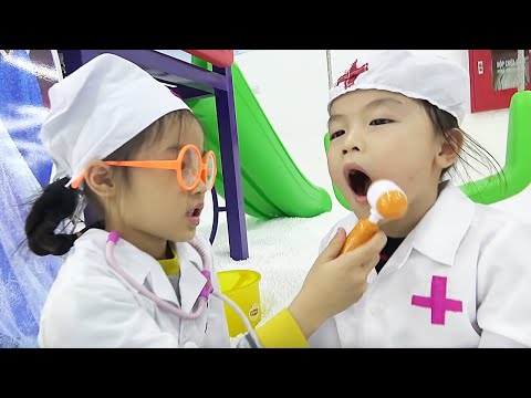 Kids doctor pretend play and healthcare for family at indoor playground Nursery rhymes song babies 2 Video