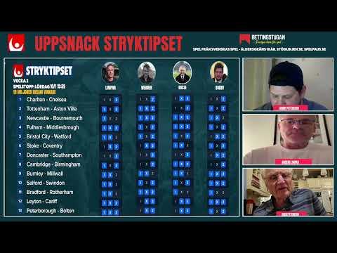 Uppsnack Stryktipset Lördag 10/1 🔥 » Tips & Förslag Bobby, Limpar & Bosse