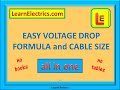 EASY VOLTAGE DROP FORMULA And CABLE SIZE CALCULATIONS ALL IN ONE NO BOOKS NO TABLES