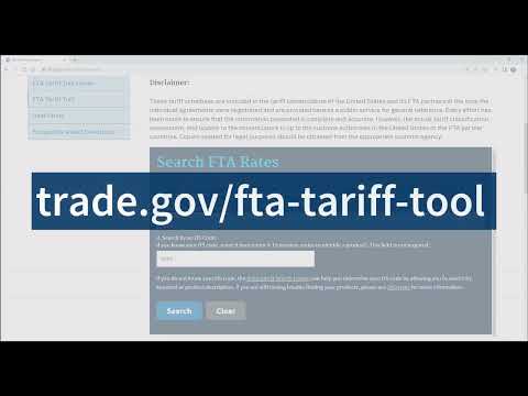 FTA Tariff Tool User Guide