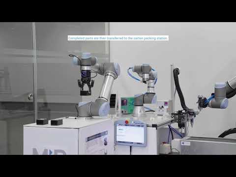 Predvádzacia miestnosť robotov od Universal Robots a ukážka ich implementácie vo výrobe