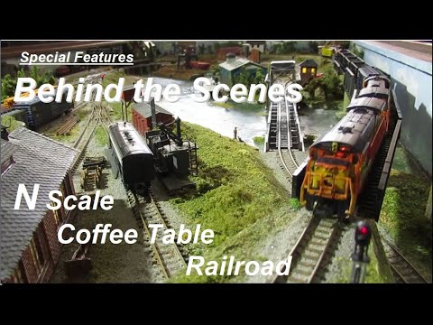 Behind the scenes of the N scale coffee table empire, little trains under glass, transition era.