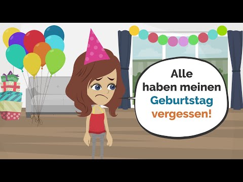 Deutsch lernen | Mia hat Geburtstag, aber niemand kommt | Wortschatz und wichtige Verben