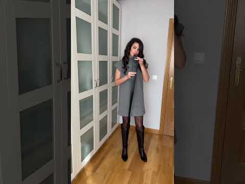 Look del Dia. Vestido gris con botas cowboy y bomber. Todo de Zara #lookcasual