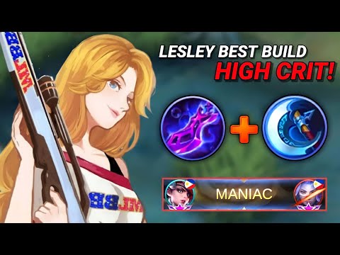 LESLEY USERS, TRY THIS HIGH CRITICAL BUILDS! (EASY MANIAC) TOP GLOBAL LESLEY RANK GAMEPLAY - MLBB