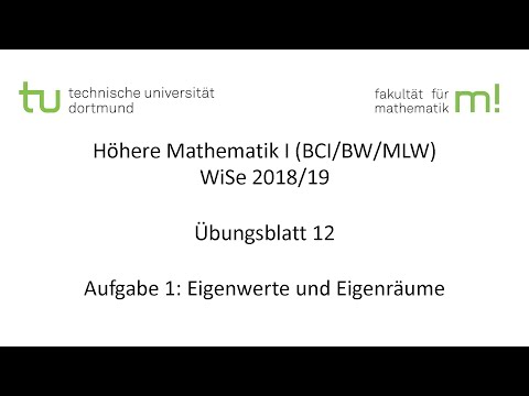 Übungsblatt 12, Aufgabe 1 -- TU Dortmund, Höhere Mathematik I (BCI/BW/MLW), WS2018/19 (ÜB12 A1)