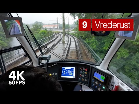 Terrible weather | 🚊 HTM Line 9 | 4K Tram Cabview | 🇳🇱 The Hague | Siemens Avenio