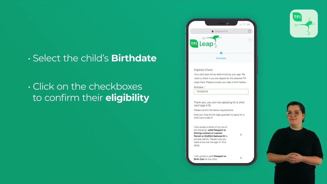 How to apply for a Child (5-8) TFI Leap Card