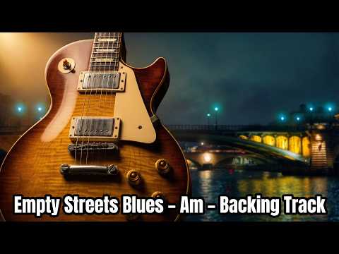 Empty Streets Blues – Slow Blues Backing Track in Am | For Practice — guitar backing track thumbnail