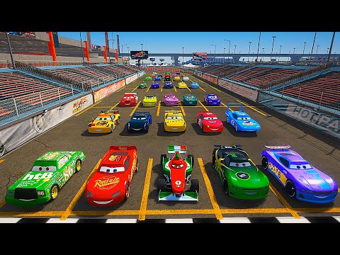 Race Pixar Cars in the Parking lot - McQueen and Friends The King Francesco Bernoulli Chick Hicks