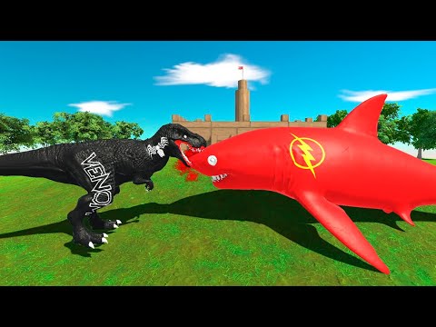 VENOM VS FLASH. T-REX VS SHARK - Animal Revolt Battle Simulator