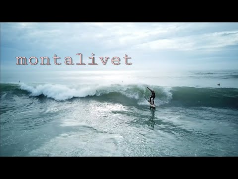 Drone footage of solid swell and surfers at Montalivet 