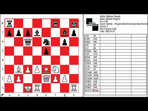 Wilhelm Steinitz vs Mikhail Chigorin 1-0 C65 World Championship Rematch Havana CUB 1892
