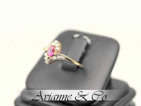 10K Yellow Gold Womens Diamond Ruby Ring 0.50 Ctw