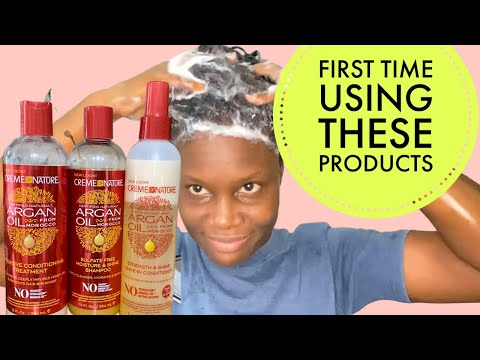 WASH DAY on relaxed hair |Creme of Nature Argan Oil...