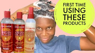 WASH DAY on relaxed hair |Creme of Nature Argan Oil shampoo, conditioner & leave in treatment