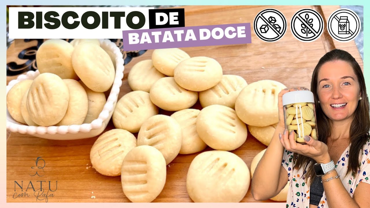 TEM BATATA DOCE? VOCÊ VAI AMAR ESSE BISCOITO - DERRETE NA BOCA - SEM AÇÚCAR, GLÚTEN E LEITE