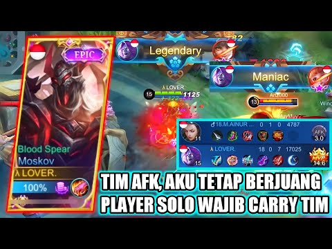 PERJUANGAN TOP GLOBAL MOSKOV SAAT TIM AFK, HAMPIR BISA SAVAGE - MOBILE LEGENDS