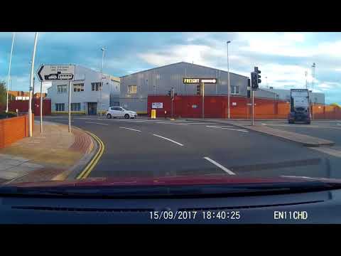 Driving into Portsmouth ferry port