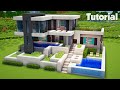 Minecraft: How to Build a Modern House Tutorial (Easy) #27 Interior in Description!