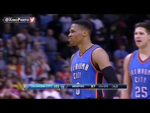 Russell Westbrook With a Dagger Three   Thunder vs Grizzlies   April 5, 2017   2016 17 NBA Season