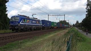 4K | RTB 193 793 komt met containers en tankcontainers en RTB 193 792 door Brummen