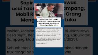 Terlibat Adu Banteng dengan Truk Tangki Air di Sampang Madura, Mobil Ambulans Ringsek! Sopir Tewas