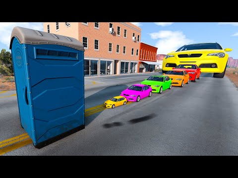 Small Cars vs Giant Porta Potty BeamNG.Drive