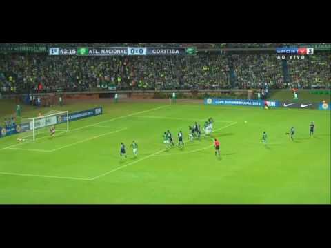 Golaço de Falta Gonzalez Atlético Nacional (COL) X Coritiba Copa Sul- Americana 26/10/2016