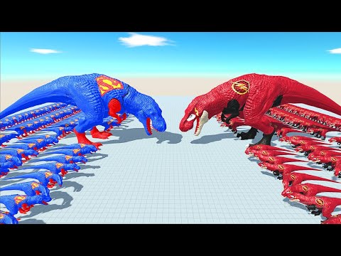 SUPERMAN T-REX vs FLASH T-REX DEATH RUN - Animal Revolt Battle Simulator