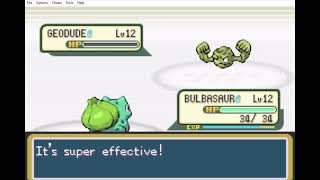 Pokemon FireRed - defeating Brock First Gym Leader tip with Bulbasaur
