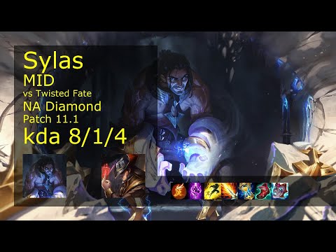 Sylas vs Twisted Fate Mid - NA Diamond 8/1/4 Patch 11.1 Gameplay